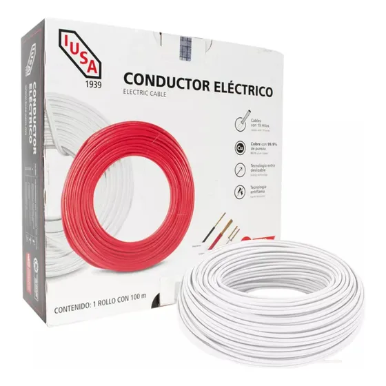 Cable De Cobre Calibre 8 Blanco Thhw-ls 399351 Iusa 100 Mts
