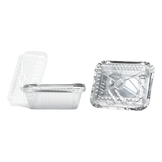 Molde De Aluminio Desechable Con Tapa 14 X 11 Cm 5 Juegos