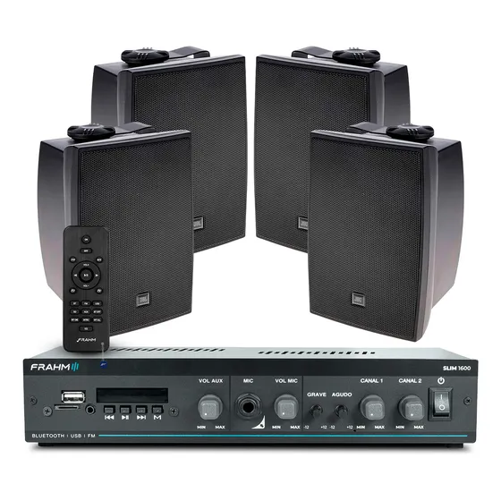 Kit Som Ambiente Jbl Bluetooth Slim 1600 + 04 Caixas Jbl