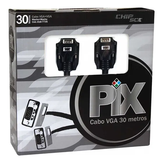 Cabo Vga + Vga Com Filtro 30m Preto 018-7730  - Pix