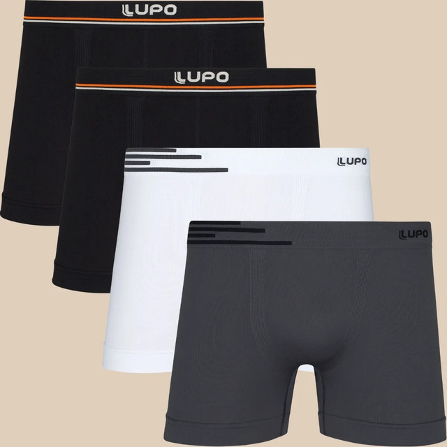 Kit 4 Cuecas Boxer Sem Costura Lupo Microfibra Masculino Multicor G