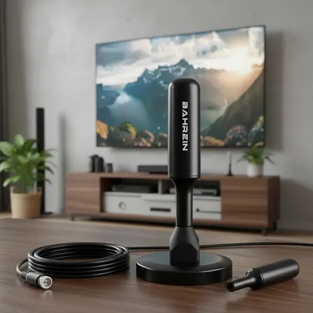 Antena Digital Sinal 4k Smart Tv Interna Externa Amplificador Hdtv Uhf Com Cabo Longo E Base Magnética Bahrein Preto Preto