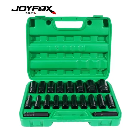 Joyfox Jogo Soquetes De Impacto 1/2 Longos 20 Peças 8mm A 32mm Verde