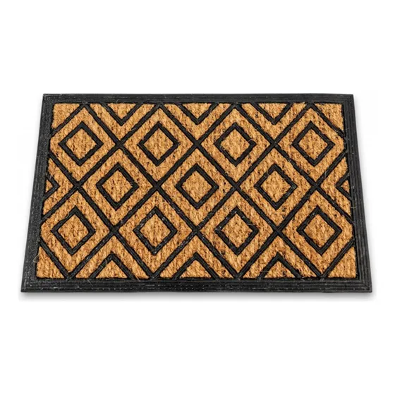 Felpudo Coco Alfombra Entrada Antideslizante Decorativa Ancho 60 Cm Diseño De La Tela Rombos Largo 40 Cm