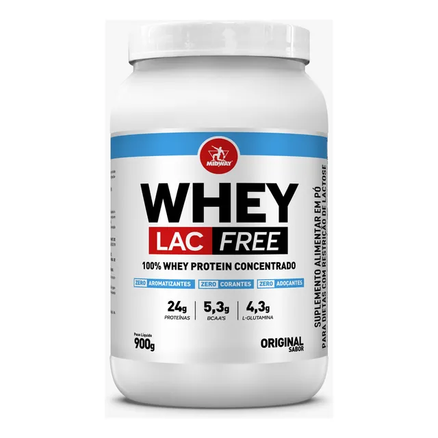 Whey Protein Zero Lactose 100% Concentrado 900g Midway