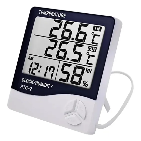 Termómetro Higrómetro Digital Htc-2 Sonda. Reloj+alarma