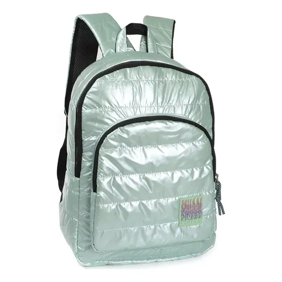 Mochilas Mujer Escolares Muaa Acolchada Porta Notebook 14 Color Verde Aqua 51526 Diseño De La Tela Liso