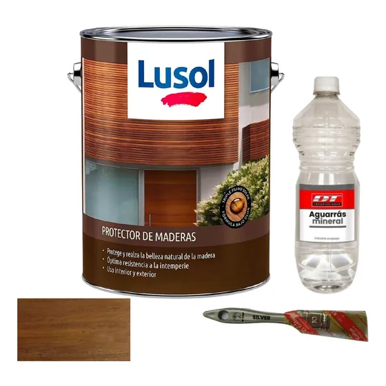 Protector Para Madera Interior Exterior Lusol 20 Lts. Color Nogal