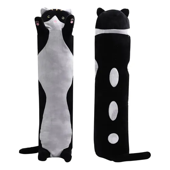 Peluche Almohada Larga De Felpa Suave Con Diseño De Gato