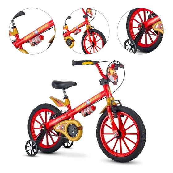 Bicicleta Nathor Aro 16 Homem De Ferro Cor Vermelho