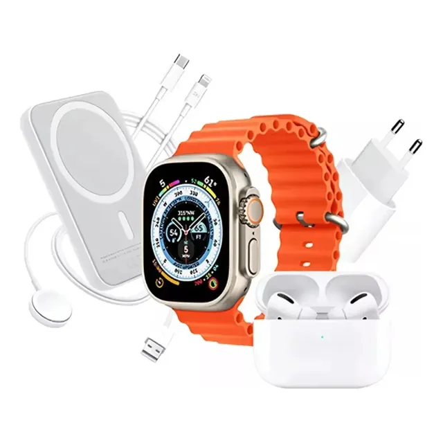 Combo Reloj Watch X8 Ultra + Audifonos In Ear + Power Bank