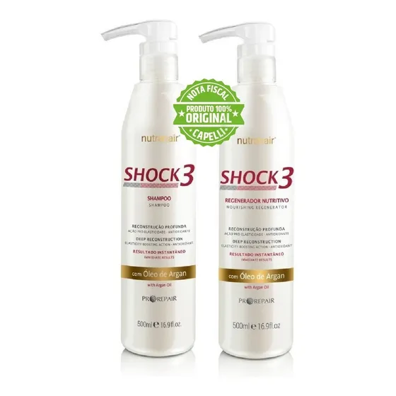 Shock3 Óleo De Argan Shampoo + Regenerador Nutritivo 500ml