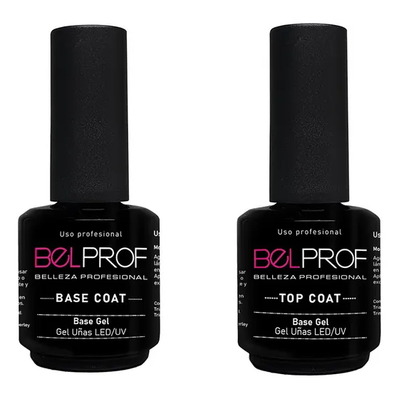 Belprof Base + Top Coat Esmalte Semipermanente Gel On Off Color 1 Base Y 1 Top