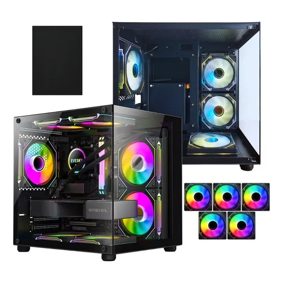 Gabinete Gamer Aquário Com 5 Fans Rgb Micro Atx Mini Itx