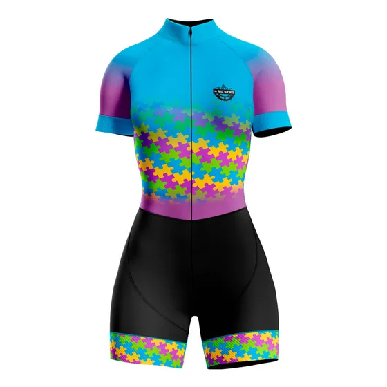 Macaquinho Conjunto De Ciclismo Mtb Feminino Quebra Cabeça