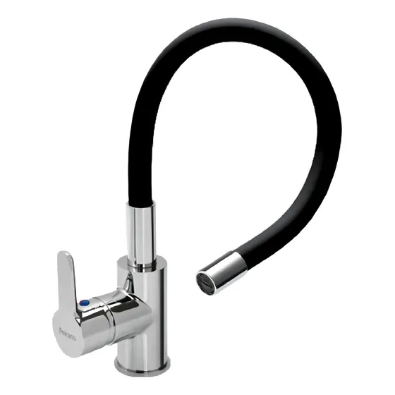 Grifería De Cocina Monocomando Peirano Colors Negro - Flexible Acabado Cromado 20-172 Black Negra Canilla Grifo