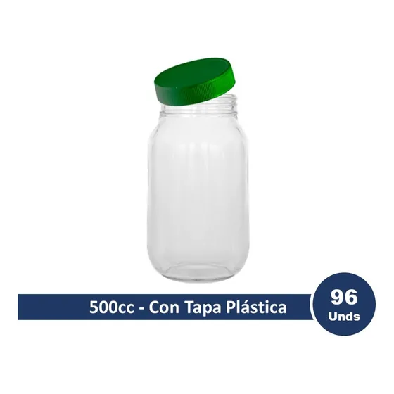 Envase Frasco De Vidrio Bocón Rosca 500cc Con Tapa Plástica