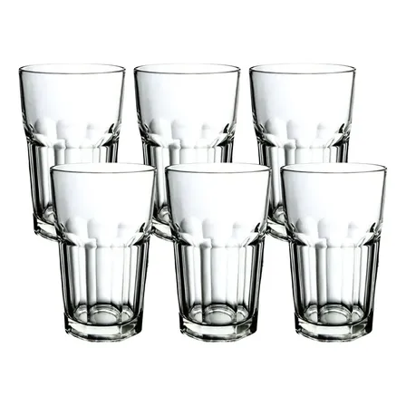 Jogo De Copos Vidro Kit 6 Peças Cozinha Água Suco Transparente