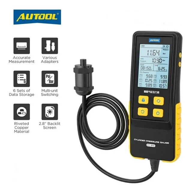 Medidor Compresion De Cilindro Compresimetro Digital Autool 