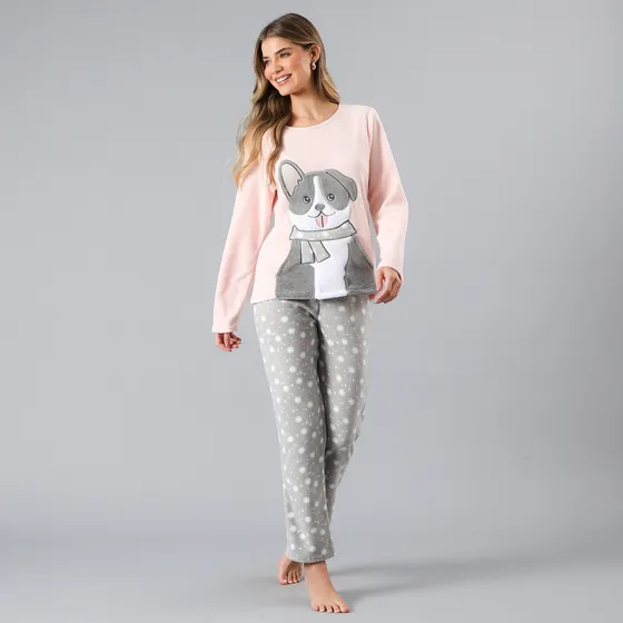 Pijama Micropolar Bolsillo Flores Mujer 33758-13