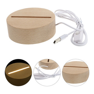 Base Redonda De Madera Para Lámpara Led 3d Luz Cálida 4mm Base Redonda De Madera Para Lámpara Led 3d Luz Cálida 4mm
