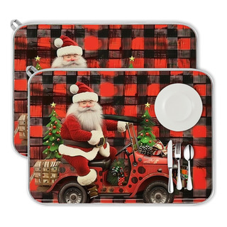 2 Piezas Xxl Alfombrilla De Secado De Platos De Navidad, Alf 2 Piezas Xxl Alfombrilla De Secado De Platos De Navidad, Alf