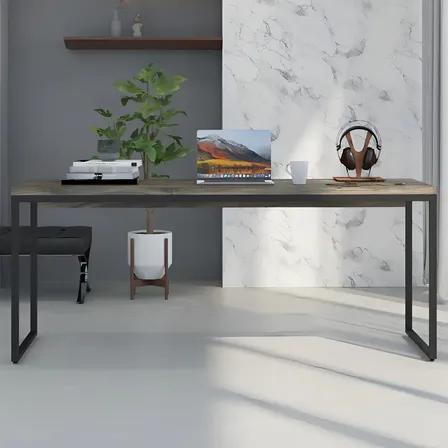Mesa Para Escritório Diretor 1,80m Dynamica Cor Carvalho Dark / Est.Preta