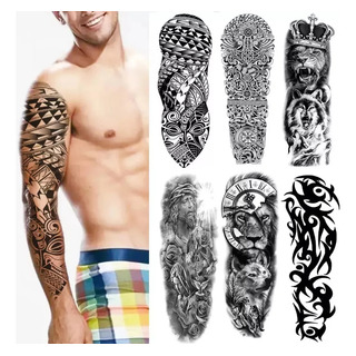 Tatuaje Temporal De Animal Feroz P/brazo P/hombre, 6 Hojas Tatuaje Temporal De Animal Feroz P/brazo P/hombre, 6 Hojas