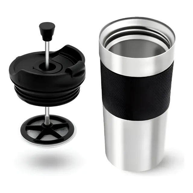 Termo Cafetera Prensa Francesa 350ml Viaje Portatil Negro