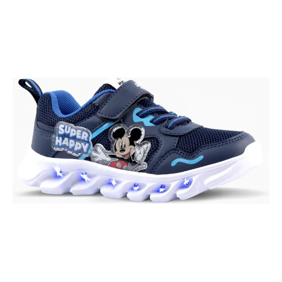 Zapatilla Footy Mickey Super Happy Azul Luz Al Pisar