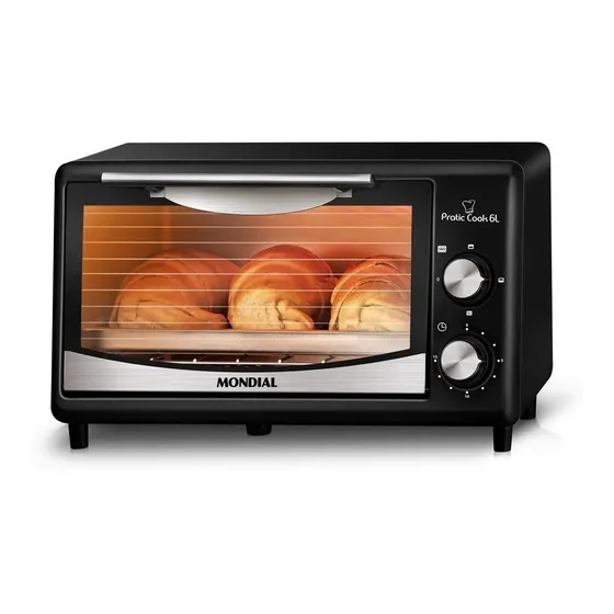Forno de bancada elétrico Mondial Pratic Cook FR-09 6L preto/inox