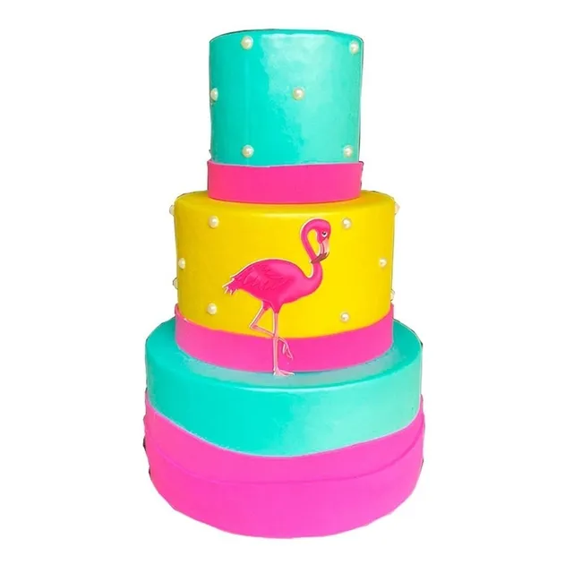 Bolo Fake / Falso Flamingo 3 Andares - Ideal Pegue Monte