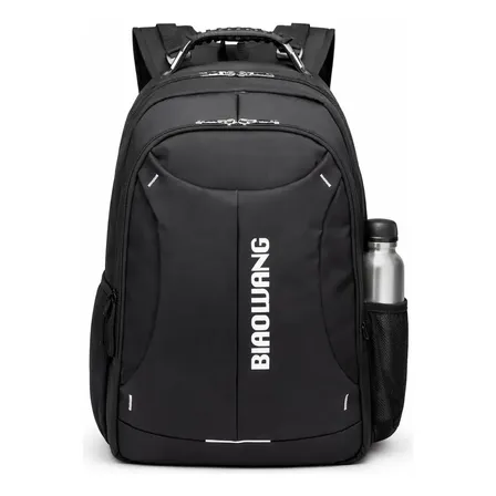 Mochila Conforto Cabo De Aço Reforçado Notebook Impermeável Preto Liso