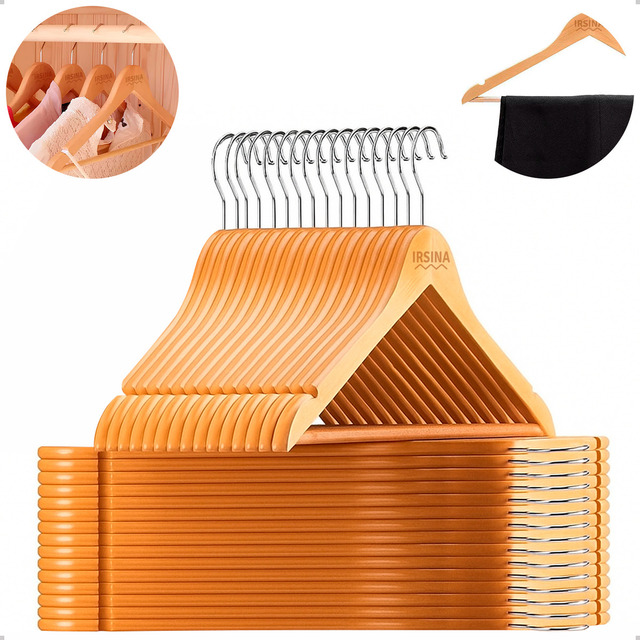 Kit 30 Cabides De Madeira Natural Mafim Antideslizante Adulto Gancho De Metal Roupa Calça ... Kit 30 Cabides De Madeira Natural Mafim Antideslizante Adulto Gancho De Metal Roupa Calça ...