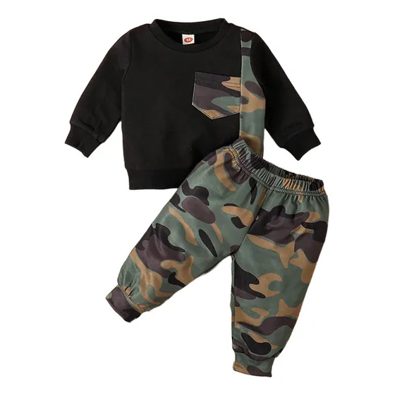 Conjunto Casual 2pcs Con Patrón De Camuflaje Para Bebé 3-24m