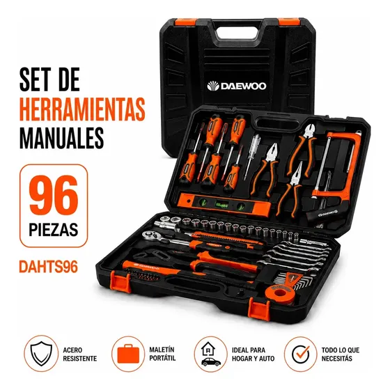 Kit De Herramientas Daewoo Set 96 Pzs Dkts96 Tubos C/ Maletí