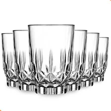 Jogo De Copos Em Vidro Kit 6 Peças Cozinha Água Suco Drink Transparente