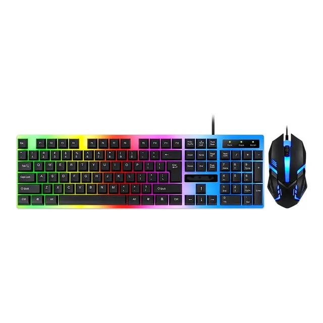 Kit Teclado Mouse Gamer Luz Rgb Iluminado Led Usb Alambrico