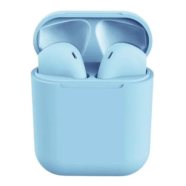 Auriculares in-ear inalámbricos i12 TWS celeste con luz celeste LED