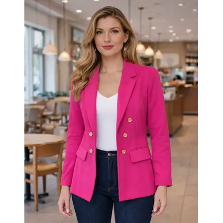Blazer Feminino Alfaiataria Terninho Social Com Botões