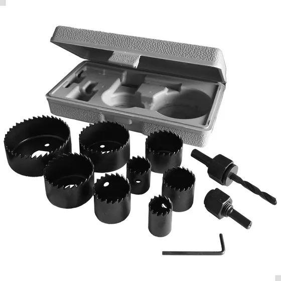 Jogo Serra Copo Kit 11 Peças Para Madeira Gesso Pvc Plástico