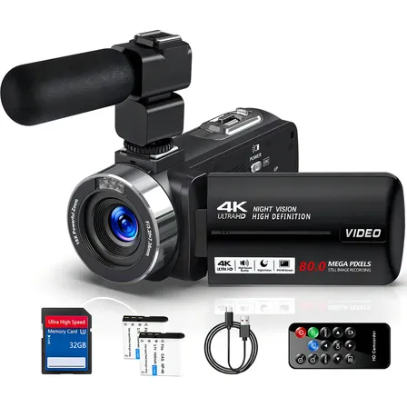 Câmera Filmadora Acrensly 4K com Visão Noturna e Cartão SD 32GB