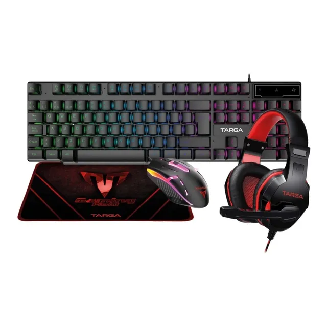 Kit X4 Teclado Mouse Auriculares Pad Gamer Targa Mars 400 Color del teclado Negro