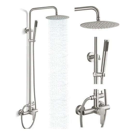 Hiweer Juego Grifo Ducha Niquel Cepillado Sistema Lluvia 2