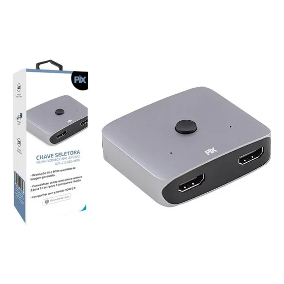 Chave Seletora  Hdmi Bidirecional 2x1/1x2 Pix