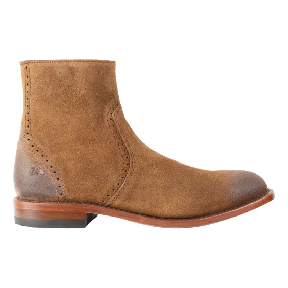 Botin Hombre Casual De Piel Suela De Cuero Con Cierre 6301