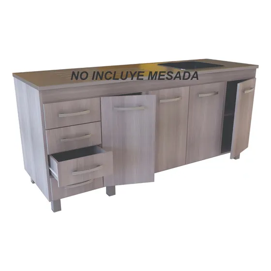 Bajo Mesada 1.60 Murano Reforzado Correderas Metalicas Color Jacarandá