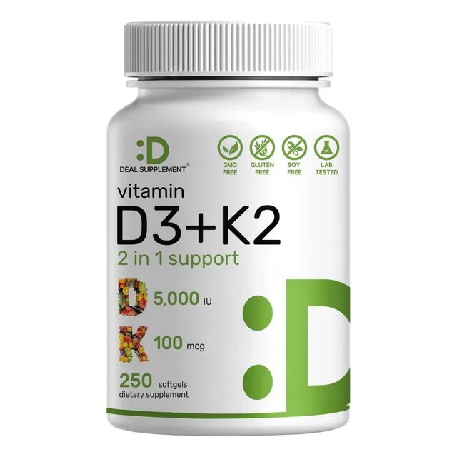 Vitamina D3 5000iu + K2 180 Capsulas Stock Entrega Inmediata