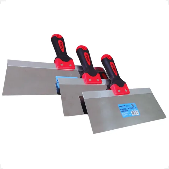 Kit 3 Espátulas Retangular Aço Cromado 20cm 25cm 30cm