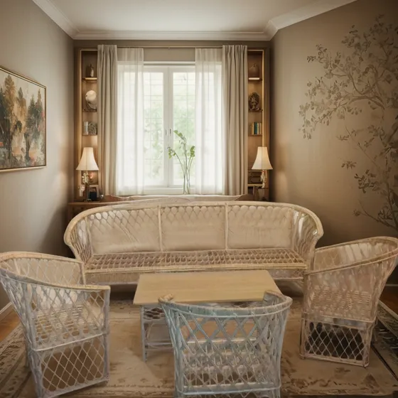 Juego De Living En Mimbre Para Interior Y Exterior